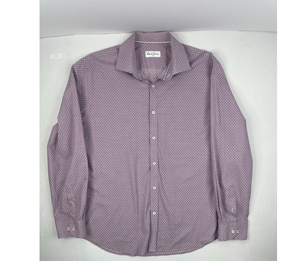 Robert Graham Purple geometric patter Button Down Luxury Shirt Size 48 18